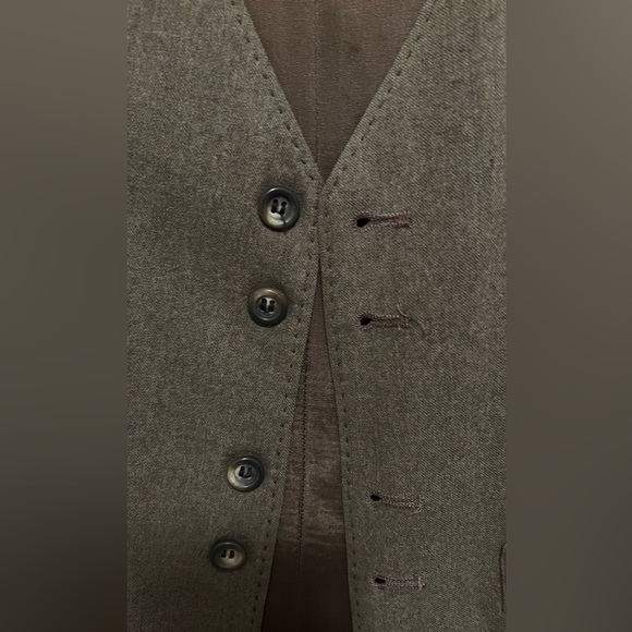 Vintage Authentic Wool Brown Button-Up Vest - Picture 4 of 4